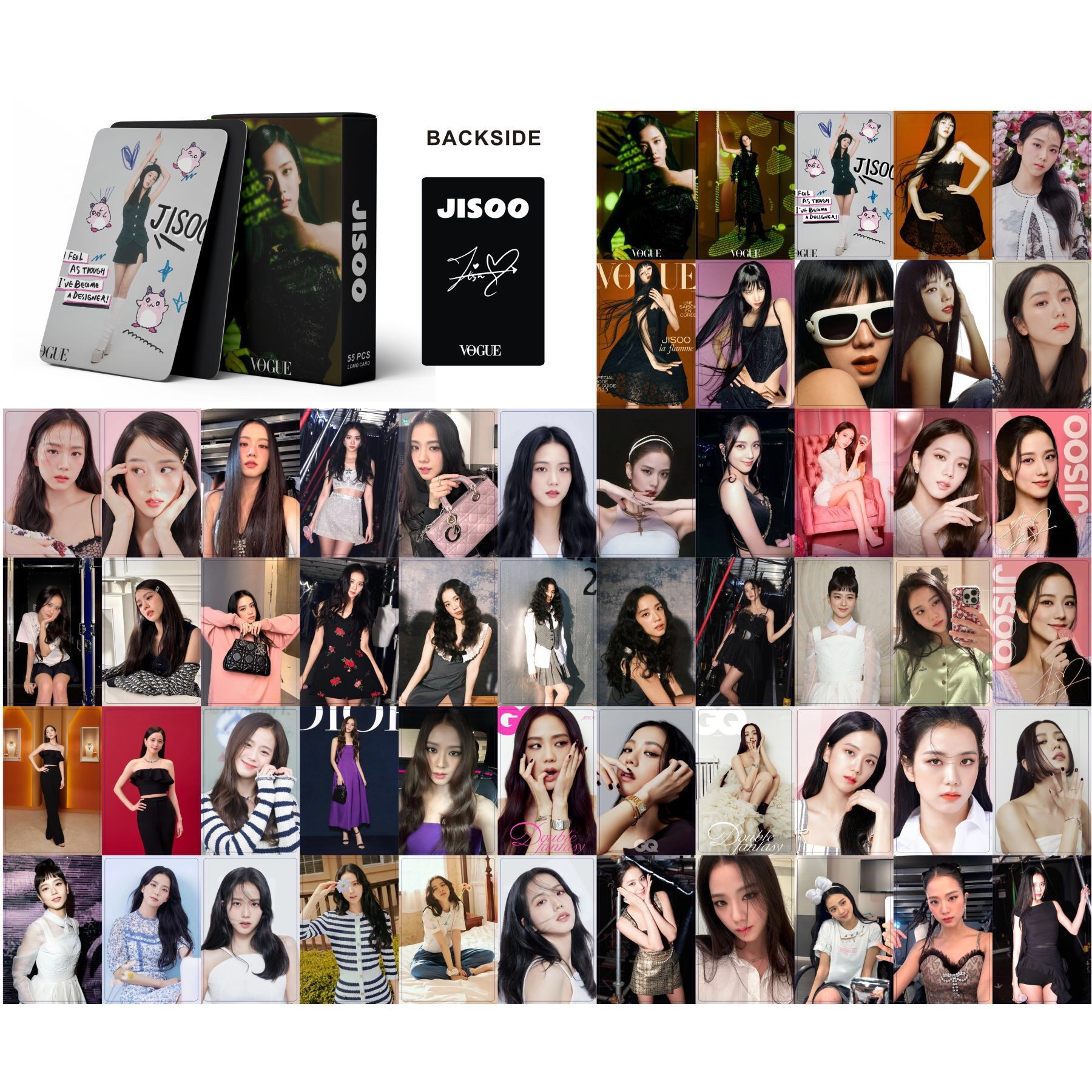 [kstuffind] JISOO VOGUE PHOTOCARD LOMO CARD PHOTO KARTU FOTO PC BP BLINK MURAH 54 PCS 54PCS