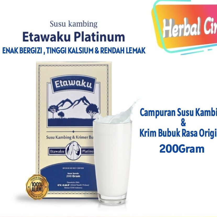 

ETAWAKU PLATINUM Susu Kambing Etawa Berkualitas 200gr Enak Bergizi Tinggi Kalsiun Dan Rendah Lemak