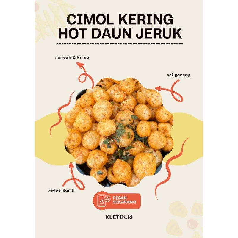 

Cimol Kering Hot Daun Jeruk / Cimol Pedas Daun Jeruk 500gr - 1000gr