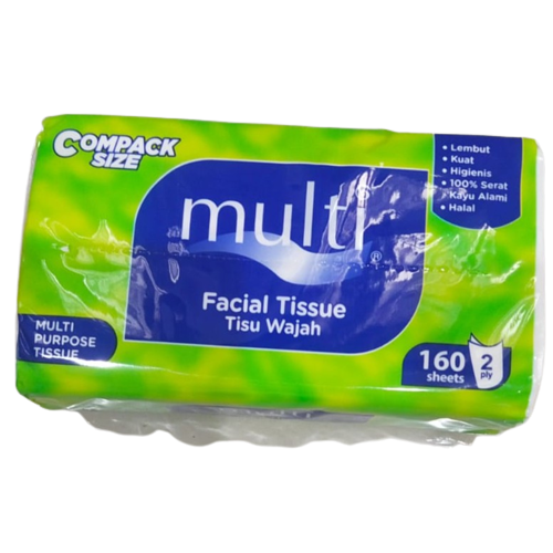 Tisu Tessa Multi 160 Sheets 2 Ply MP11 compack size / Tissue Facial Soft Pack 160s / Tisu wajah 2ply 160 sheet lembut