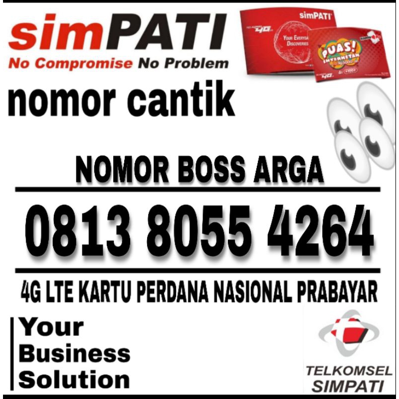 nomor cantik kartu prabayar Telkomsel simpati 4G LTE nomor kembar couple seri BOSSS BOSSS