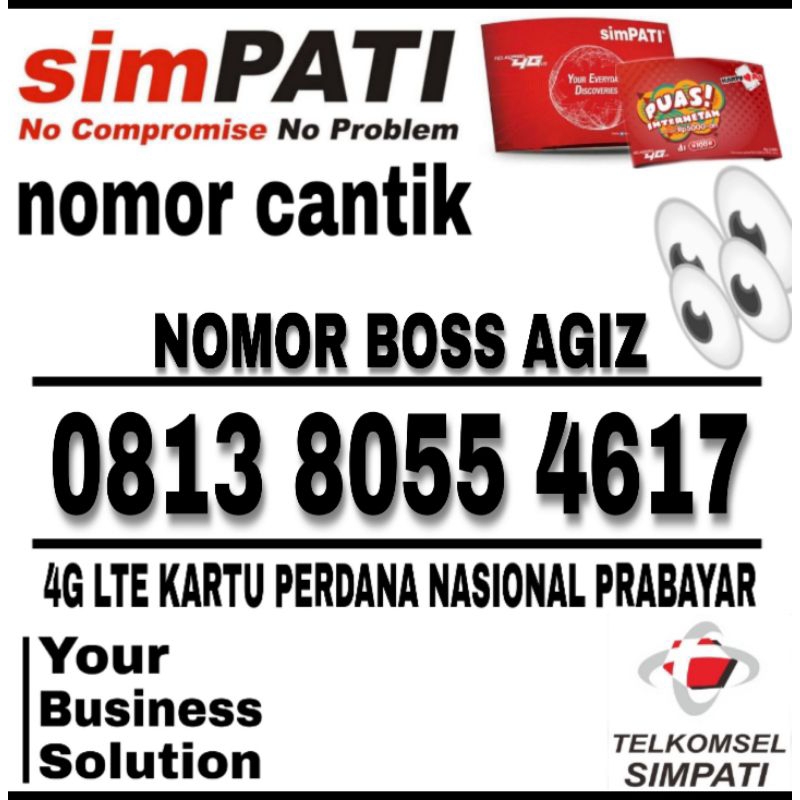 nomor cantik kartu prabayar Telkomsel simpati 4G LTE nomor kembar couple seri BOSSS BOSSS