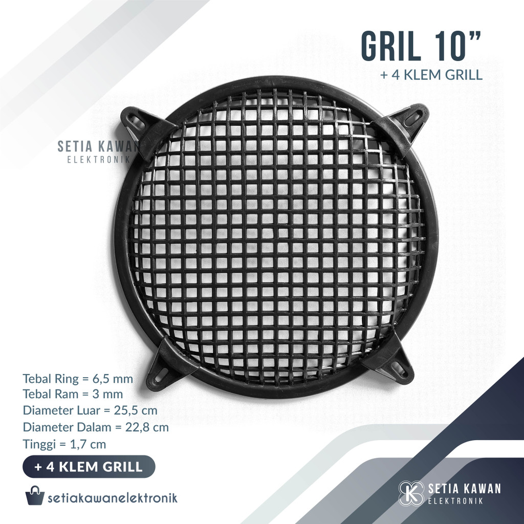 Ram Grill Speaker 10" Plastik + 4 Klem Grill / Tutup Pelindung Box Salon Speaker 10 Inch Motif Bulat