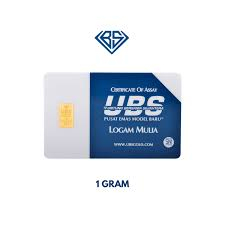 UBS Reguler Series 1 Gram Kemasan PVC TERMURAH TERLARIS Emas Mini Emas Batangan Logam Mulia Murni 24 Karat Bersertifikat Resmi Asli Original Tabungan Emas Souvenir Keren Mewah