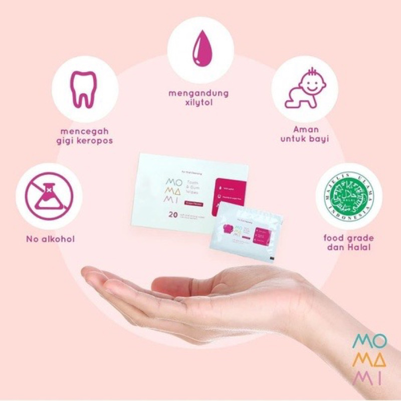 Momami Tooth Gum Baby Tisu Basah Pembersih Mulut Bayi Newborn SIKAT Lidah Gusi Gigi Lidah Aman Tertelan Finger Wipes Traveling Wipes Pembersih Mulut sehabis makan mpasi