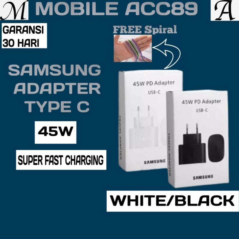 Adaptor Samsung USB C Power Adapter 45 Watt  Super Fast Charging Hitam Original