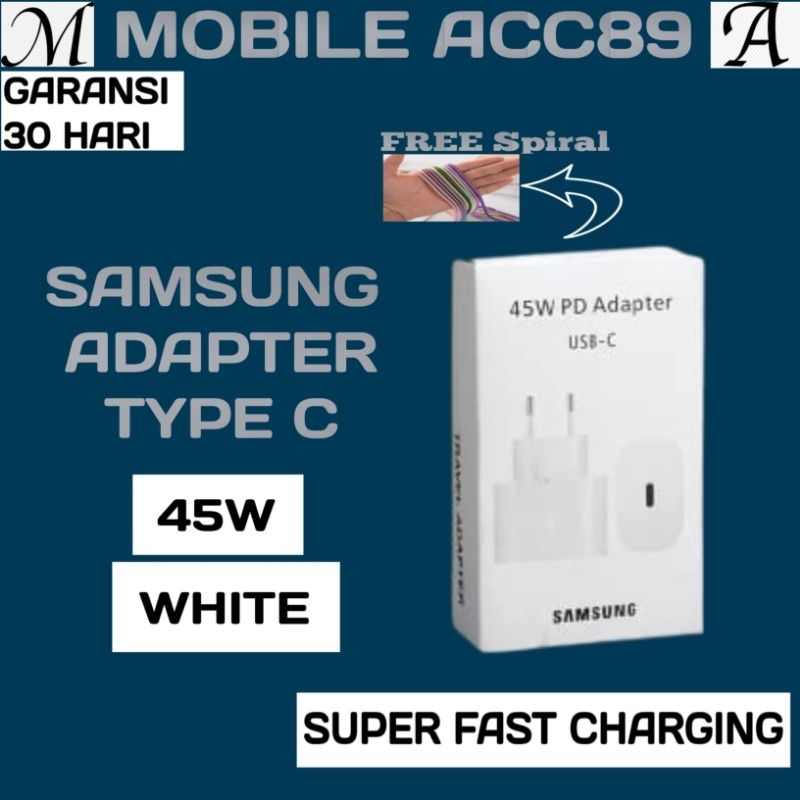 Adaptor Samsung USB C Power Adapter 45 Watt  Super Fast Charging Hitam Original