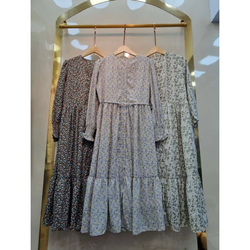 Tunik Floral Vintage import premium / korean style motif bunga terlaris