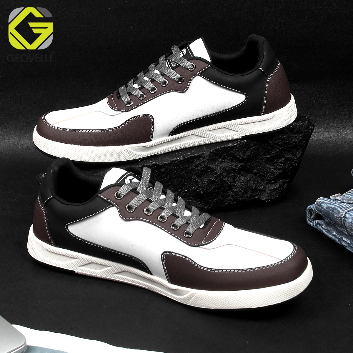 Sepatu Pria Geovelli G-3123 Putih Kombinasi Original Sepatu Kasual Sneakers Model Casual Santai Pria