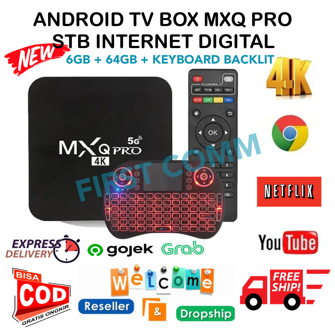 Android Set Top Box MXQ PRO 5G 6G+64G Smart TV BOX + Keyboard Backlit