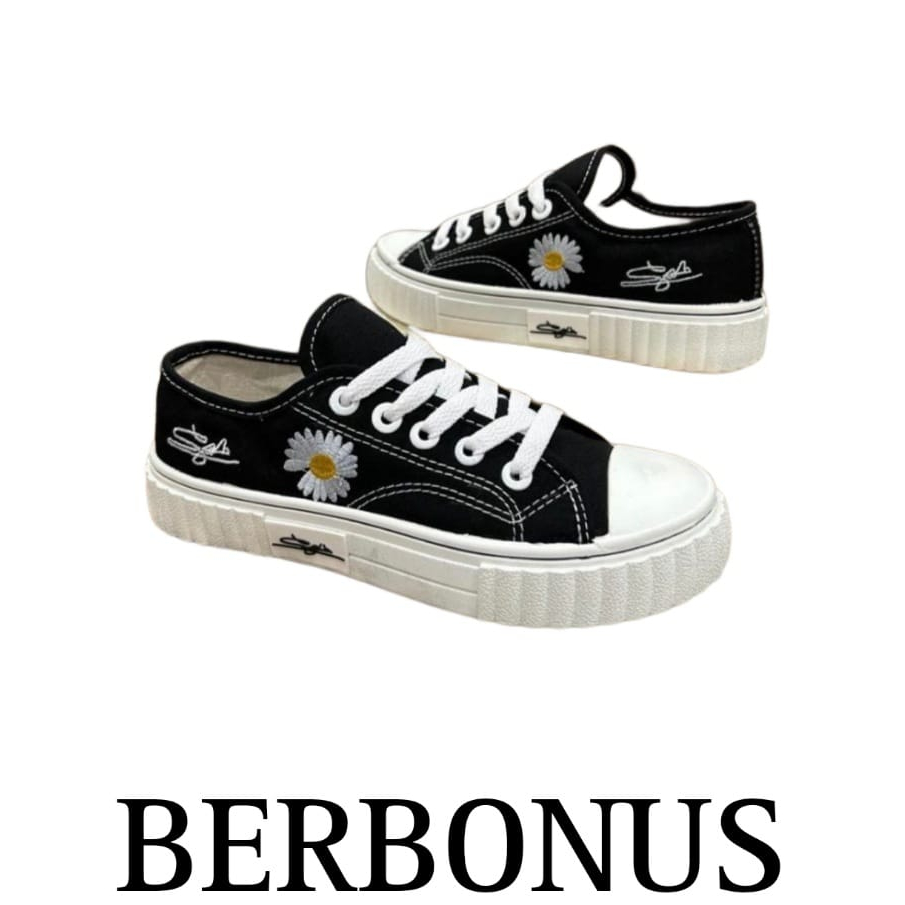 Sepatu SNEAKERS Sol Karet Lentur Bahan Kanvas Wanita Fashion 07