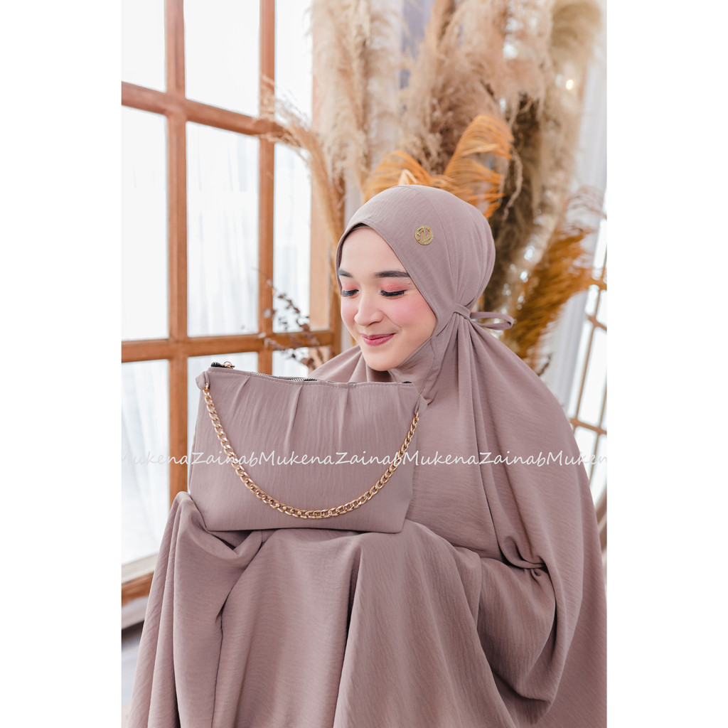 Mukena malaysia cringkle penutup dagu KHADIJAH Polos Polos