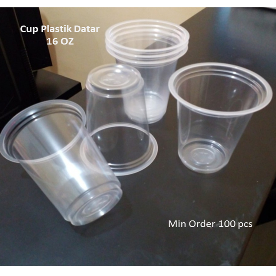 Cup Gelas Plastik Boba Thai Tea Jus Kopi Susu 12 oz 14 oz 16 oz datar 5 gr