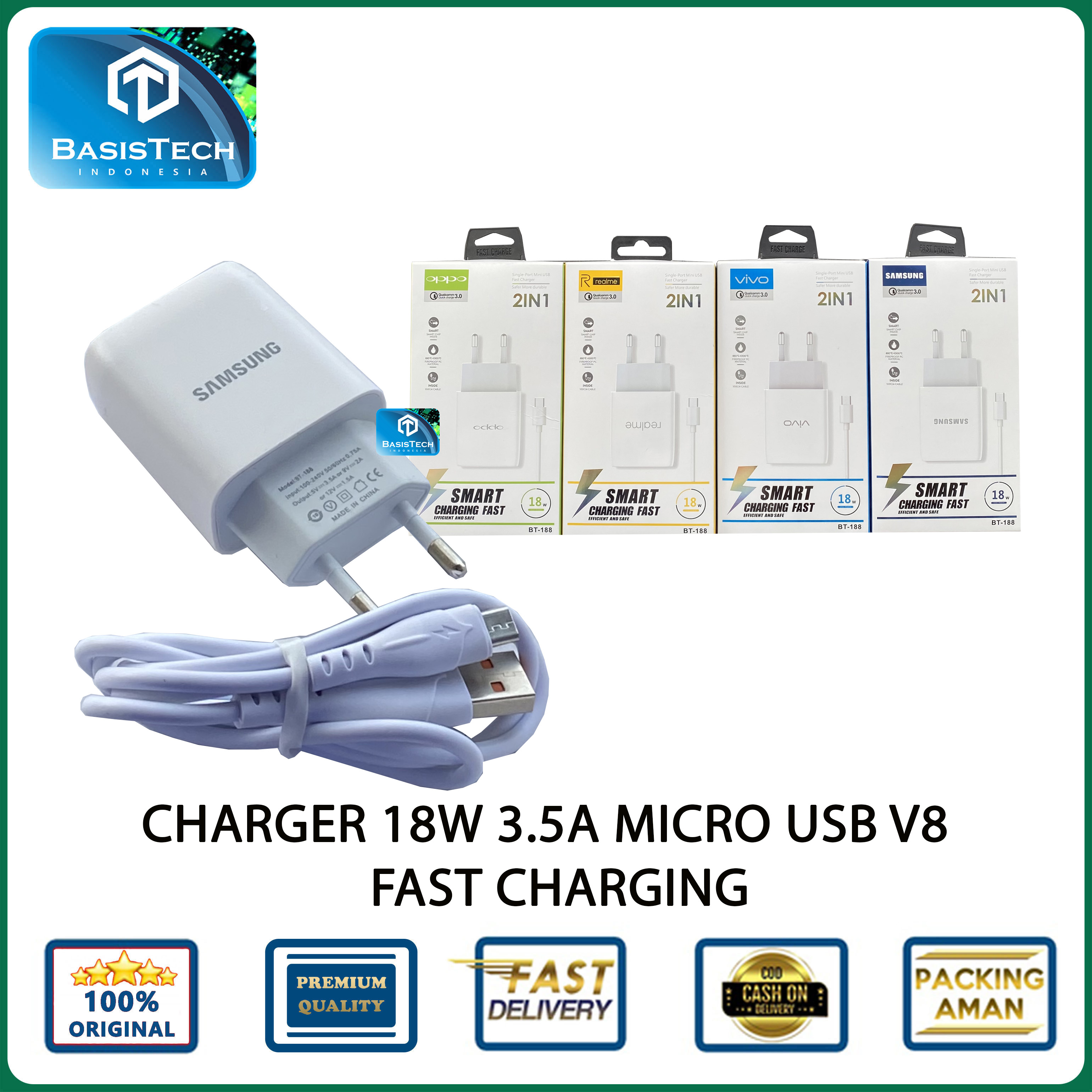 CHARGER MICRO USB 18W 3.5A BT-188 BEST QUALITY