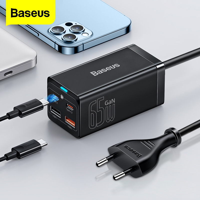 BASEUS Charger 65W Gan 3 Pro 4 PORT Super Fast Charging 2.0 SAMSUNG