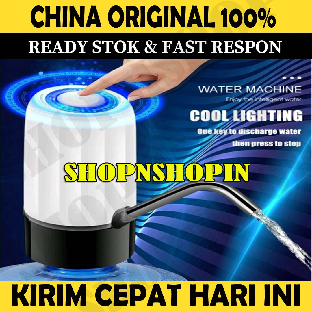 [𝐊𝐈𝐑𝐈𝐌 𝐂𝐄𝐏𝐀𝐓] Pompa Galon Air minum Elektrik Recharger USB Smart Lampu