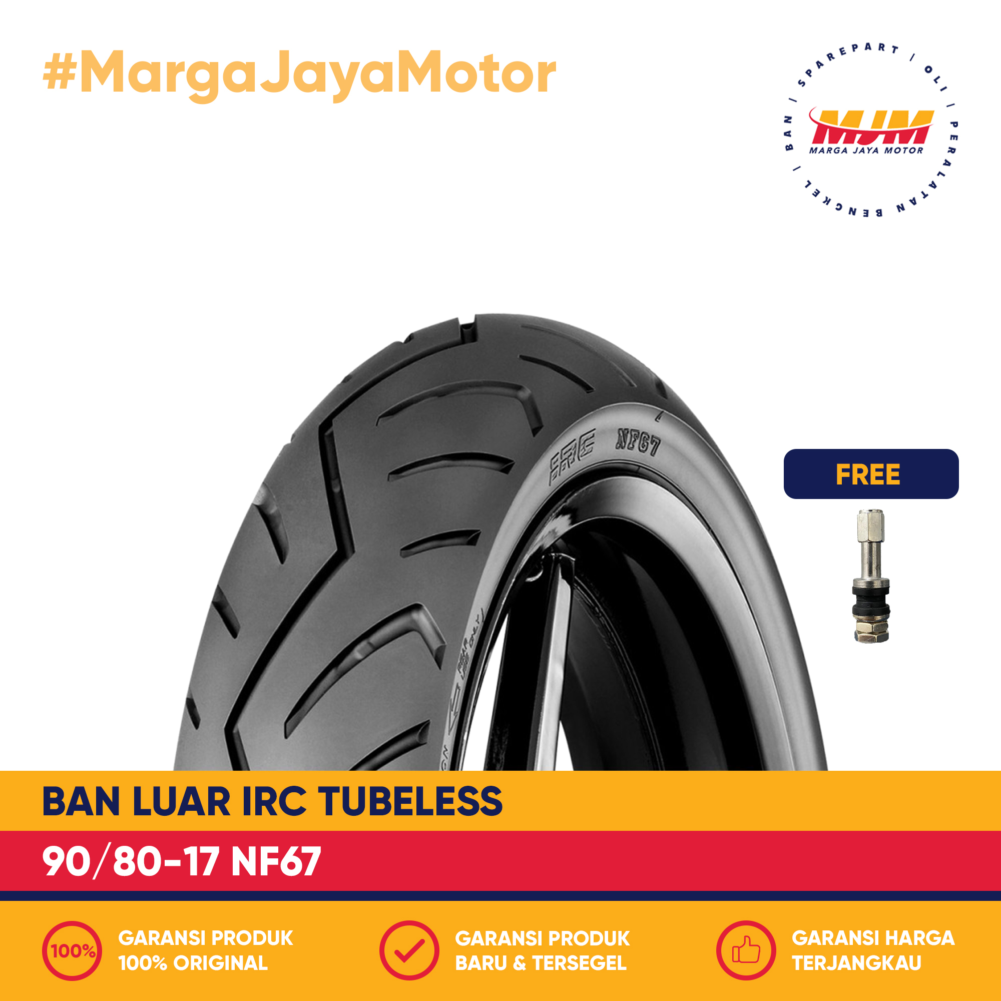 Ban Luar IRC NF67 90/80-17 Tubeless Free Pentil