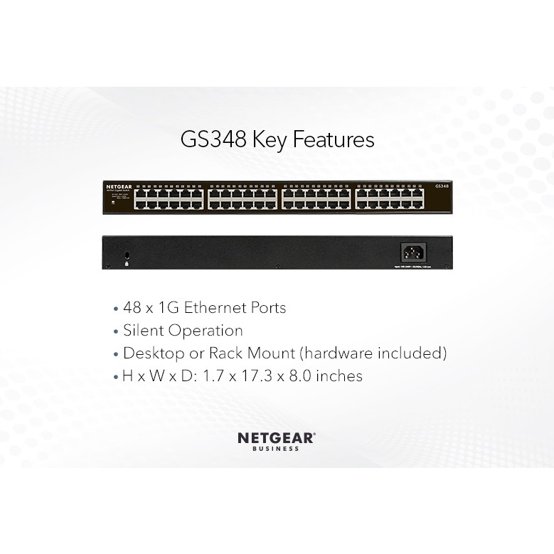 Netgear GS348 48 Port Gigabit Ethernet Unmanaged Switch GS 348