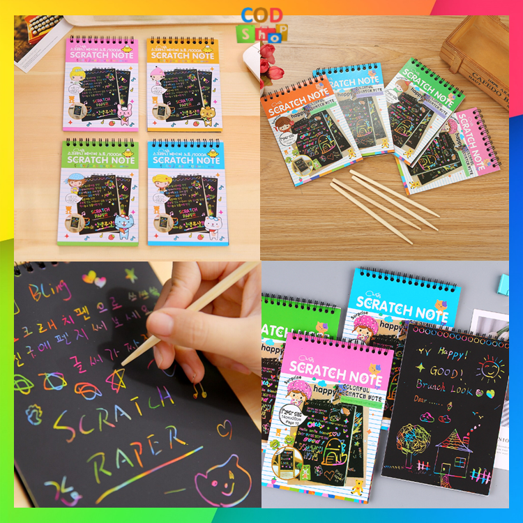 

COD - 5817 Scratch Note Mini / Buku Gambar Mini Tulis Gores Ajaib Colourfull / Buku Magic Warna Colourful Scratch Note Kecil