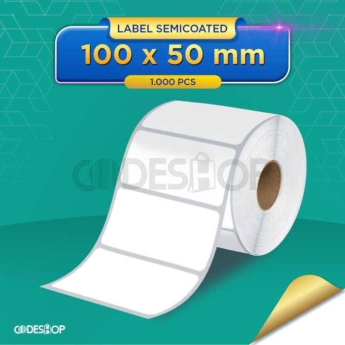 Codeshop Stiker Label Barcode 100 x 50mm Semicoated 1 line isi 1000  pcs