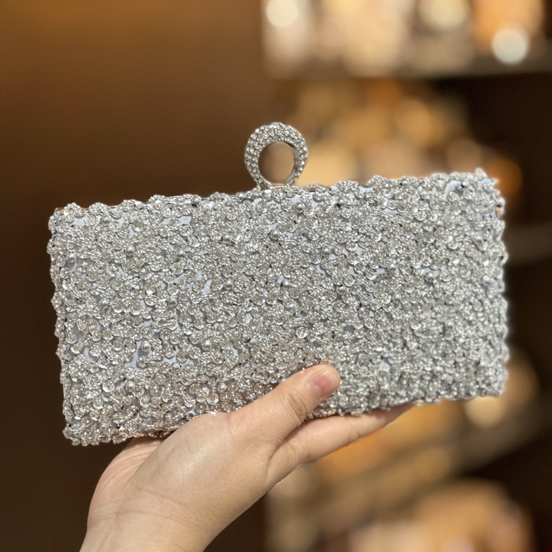 Tas Pesta HAYDEN Embellished Pearl Box Clutch