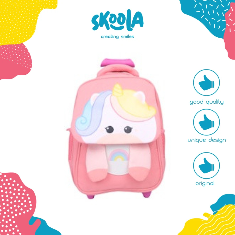 Skoola Tas Sekolah Anak Perempuan TK Trolly Ransel Unicorn Bear - Maru