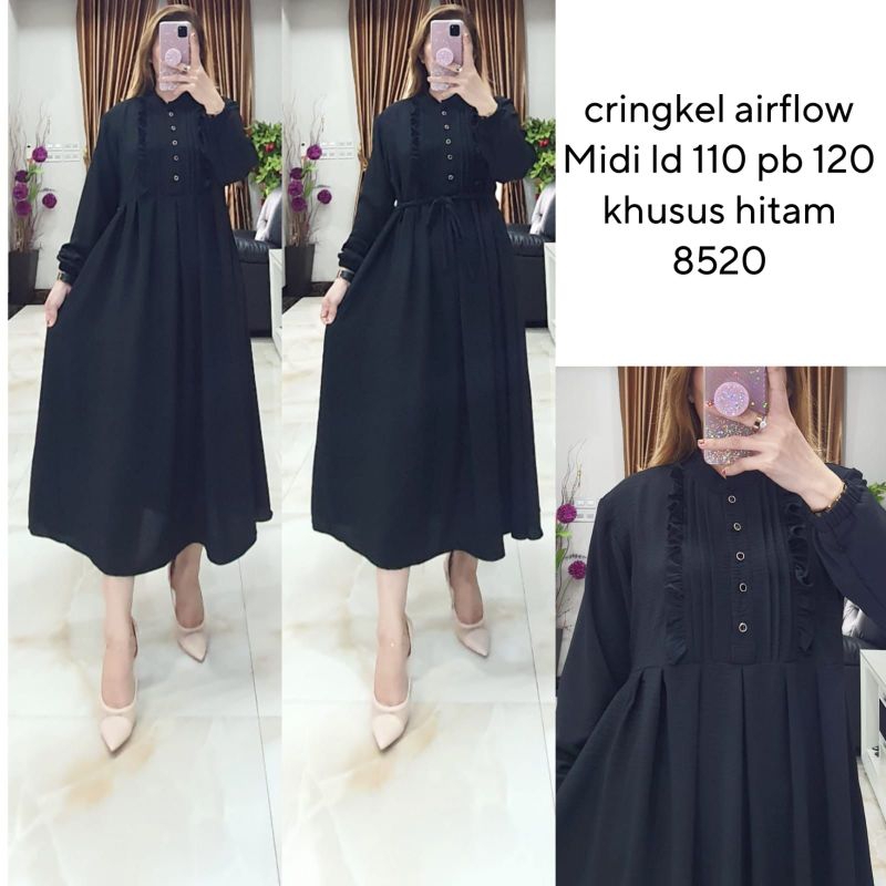 midi crinkle hitam