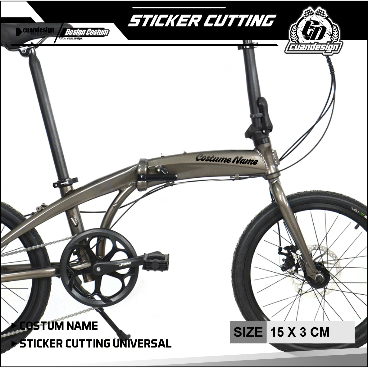 STIKER NAMA STICKER CUSTOM BATANG SEPEDA STIKER NAMA UNTUK MOTOR