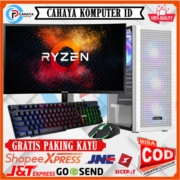 Pc Gaming AMD Ryzen 5 Ram 16GB HDD 1TB Monitor Samsung Curved 24 Inch Keyboard Mouse Gaming