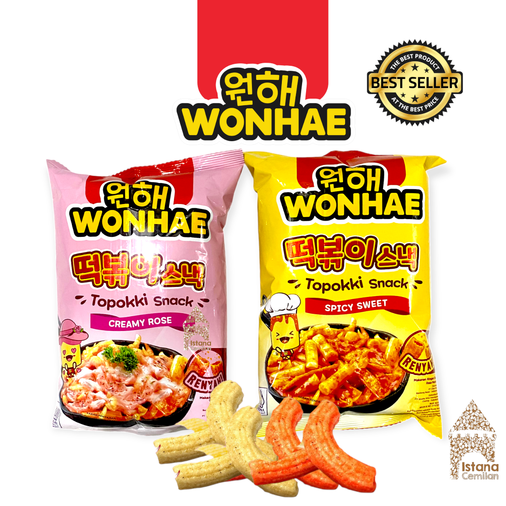 Wonhae Topokki Snack Sweet &amp; Spicy / Rose Teobokki Manis Pedas / Tteokbokki / Cemilan Topoki