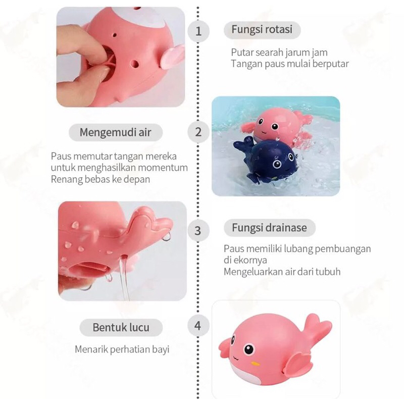 IQ ANGEL Whale Water Toys - Mainan Air Bayi / Mainan Mandi Ikan Paus / lumba lumba mainan air / lumba lumba water toys / mainan air / lumba lumba