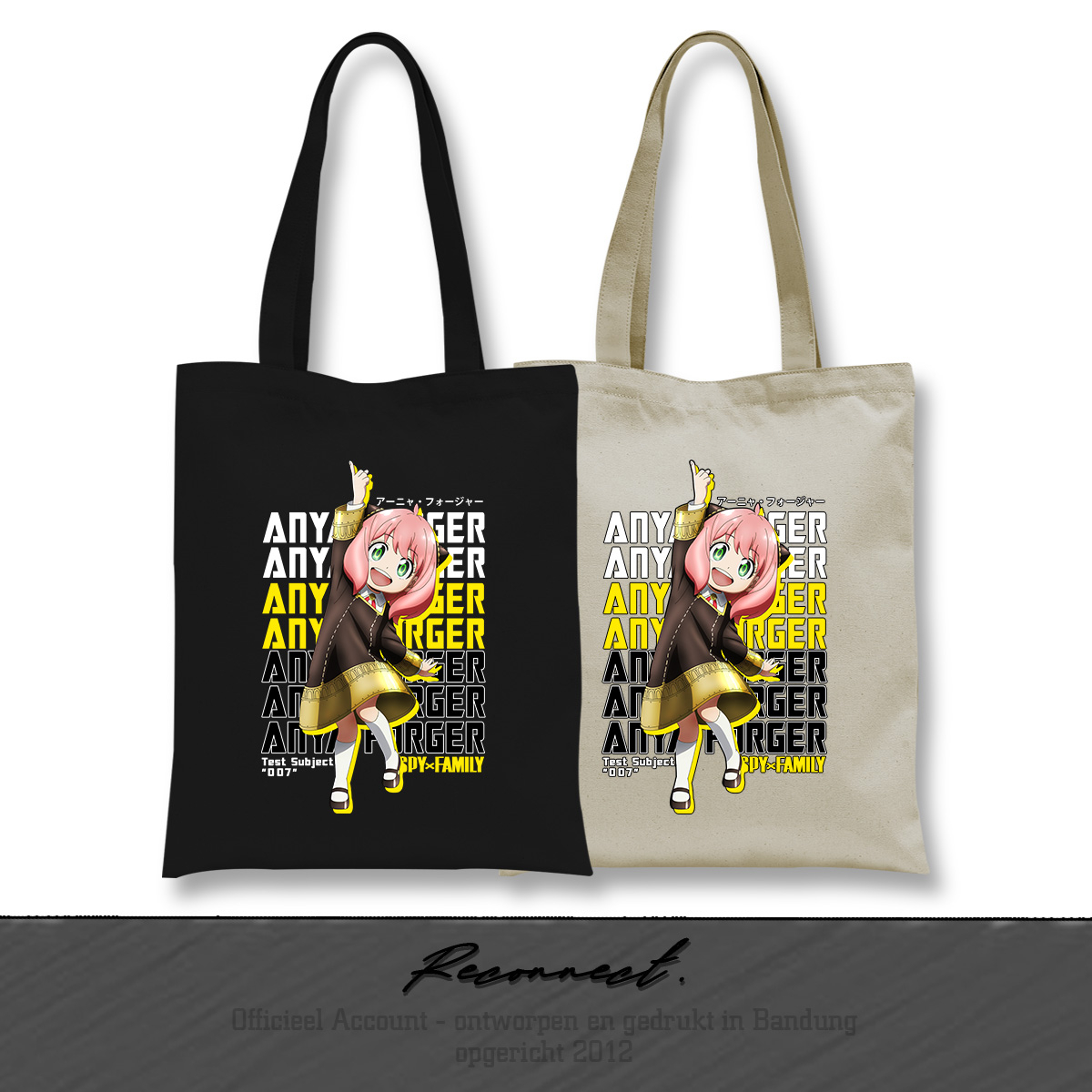 Reconnect ToteBag Anime Spy X Family Anya Forger - Gratis Tambah Nama