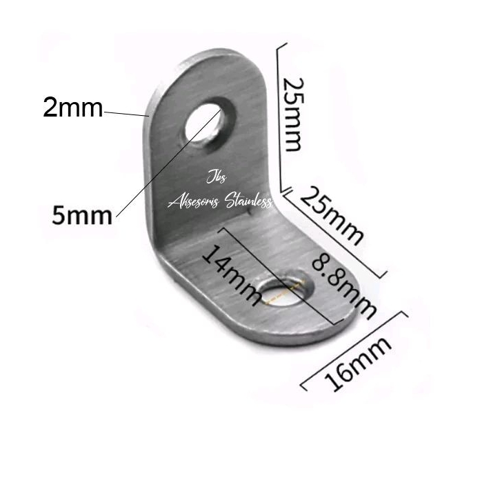 BRACKET SIKU AMBALAN STAINLESS 25X25MM(2CM) T: 2MM - PENYANGGA RAK