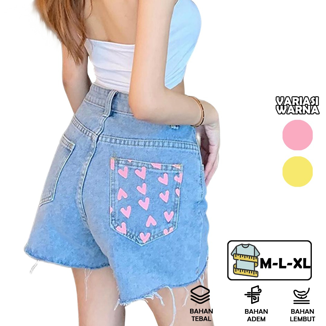 CELANA PENDEK WANITA HOT PANTS HIGH WAIST JEANS SOSOYO