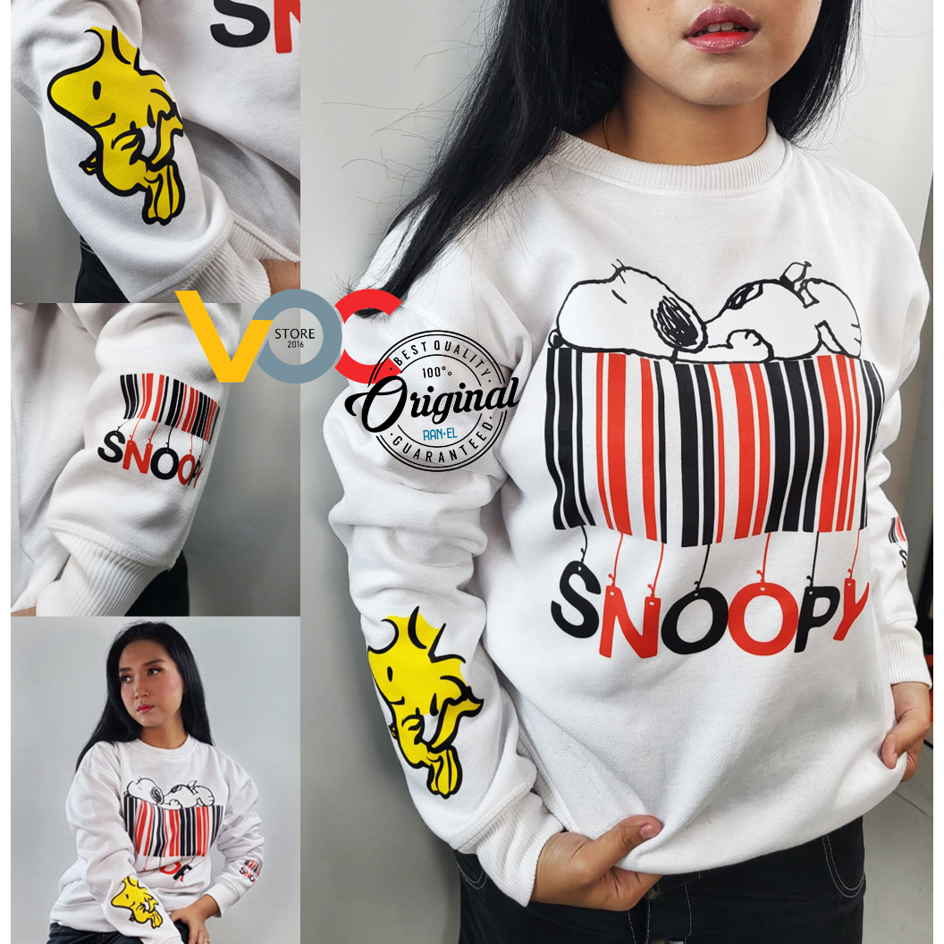 Sweater Pria Wanita Distro SNOOPY Switer Crewneck Fleece Tebal Premium Unisex Oversize