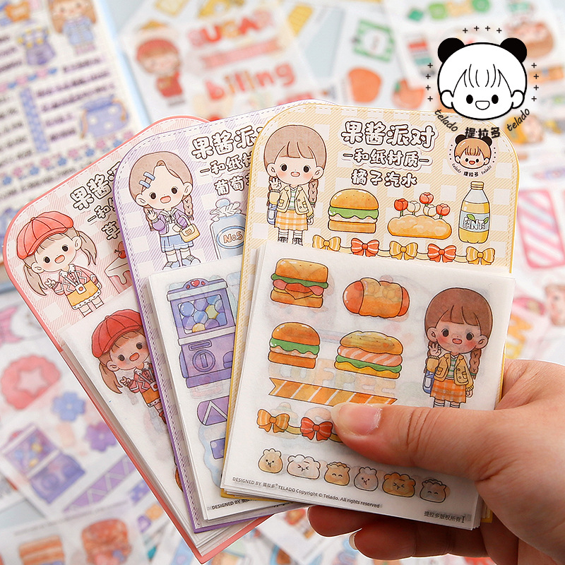 

Stiker motif murah dan lucu untuk dekorasi handbook Tidak perlu memotong Karakter aesthetic kartun korea anti air Design scrapbook DIY Cute cartoon waterproof plastik diary sticke Daily planner