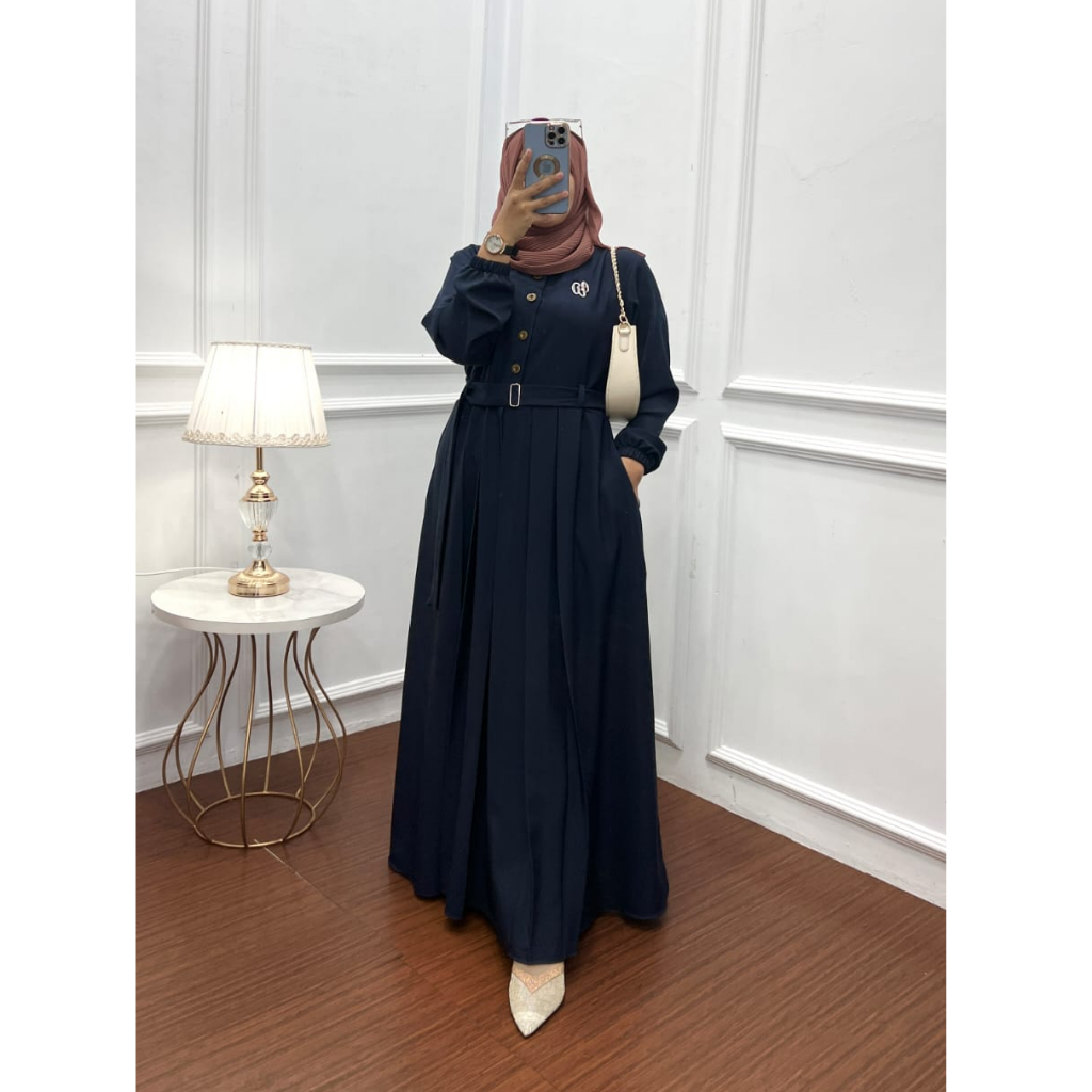 Gamis Hasna Zahin dan Sabrina dress model terbaru wanita modis casual style syari polos simple dress muslim baju bordir halus