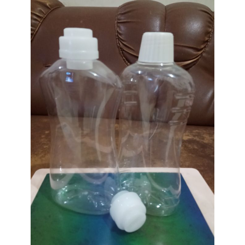 Botol Bening  plastik lengkap tutup 1liter