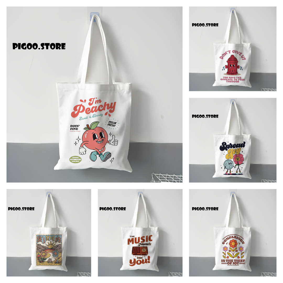 Tote Bag Kanvas Bergambar vintage / Tote Bag Wanita / Tote Bag Pria / Tote Bag Aesthetic / Tote Bag 