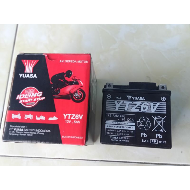 Aki/Accu Motor Yuasa Mf Ytz6v ( Vario 125/ Vario 125 LED/ Vario  160/Scoop ISS / Satria Fu