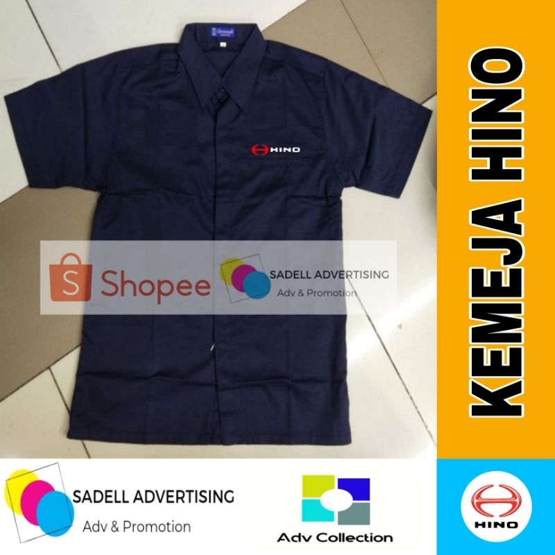 Kemeja HINO Seragam HINO Navy Lengan Pendek Pria Bordir