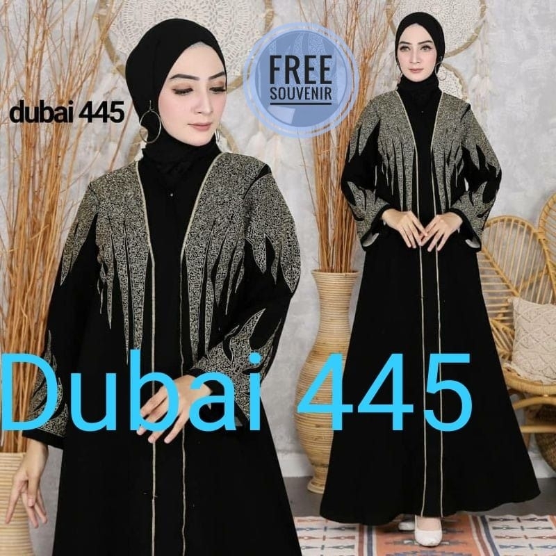 abaya dubai 445 Abaya gamis dress maxi arab saudi bordir hawa turkey bahan saudi jetblack