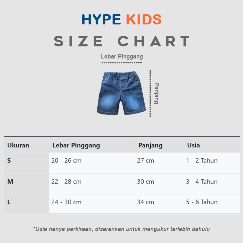 Hypekids Short Denim - Celana Pendek Jeans Anak Usia 1 - 6 Tahun Laki-Laki