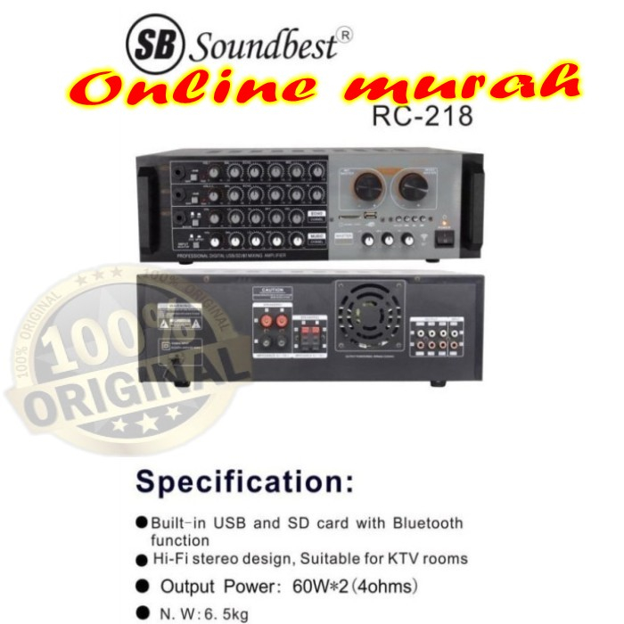 amplifier soundbest rc 218 ampli soundbest rc218 600 watt blutooth
