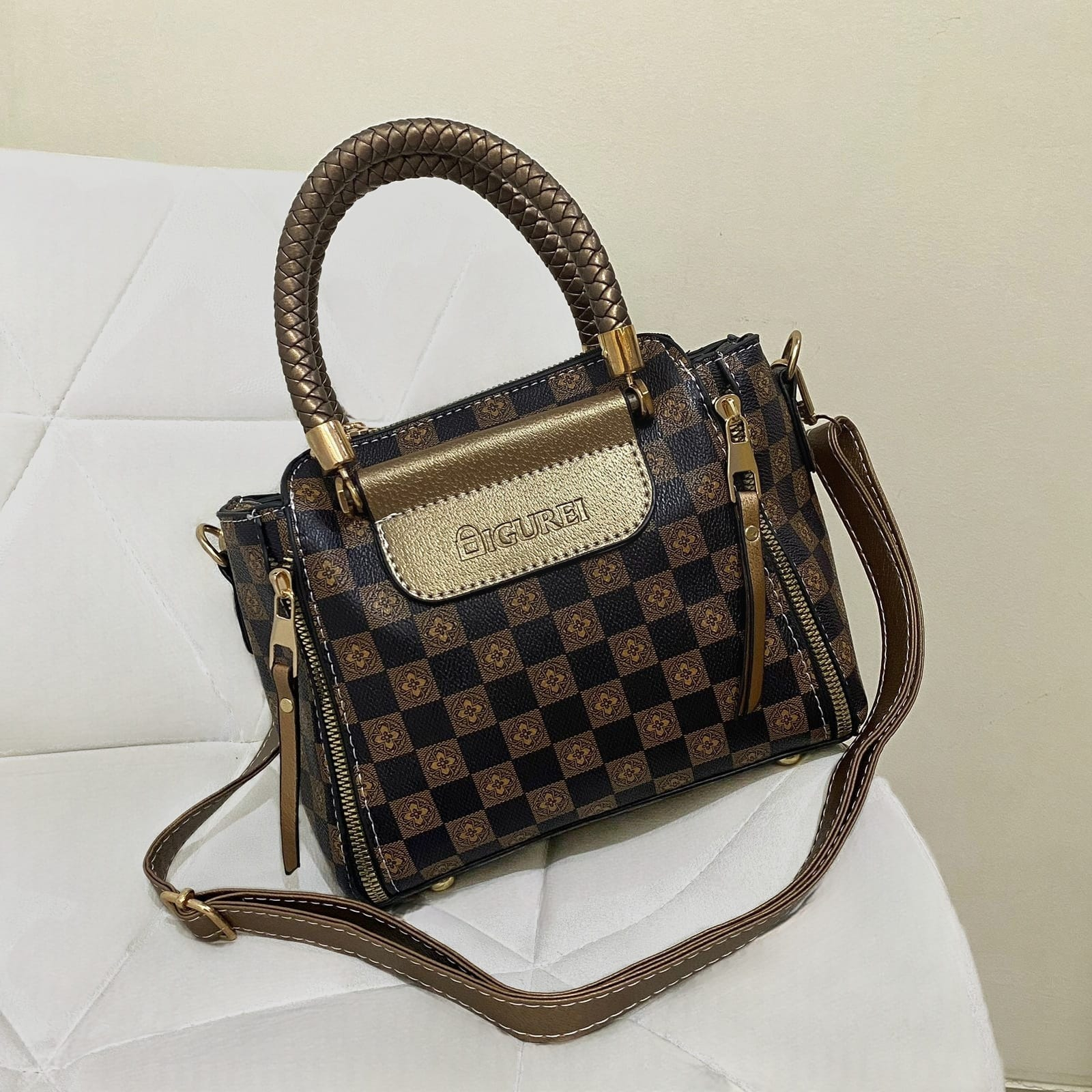 BJ57924 - KHAKI BROWN/COFFEE/COFFEE BROWN/COFFEE GOLD/BEIGE TAS SLEMPANG WANITA FASHION IMPORT MODIS ELEGAN TERMURAH TERLARIS TERBARU BAGSTORE JAKARTA TAS BATAM CR7924