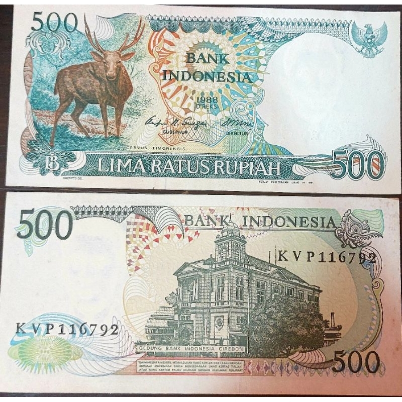 Uang Kertas Lama Asli pecahan Rp 500 Tahun 1988