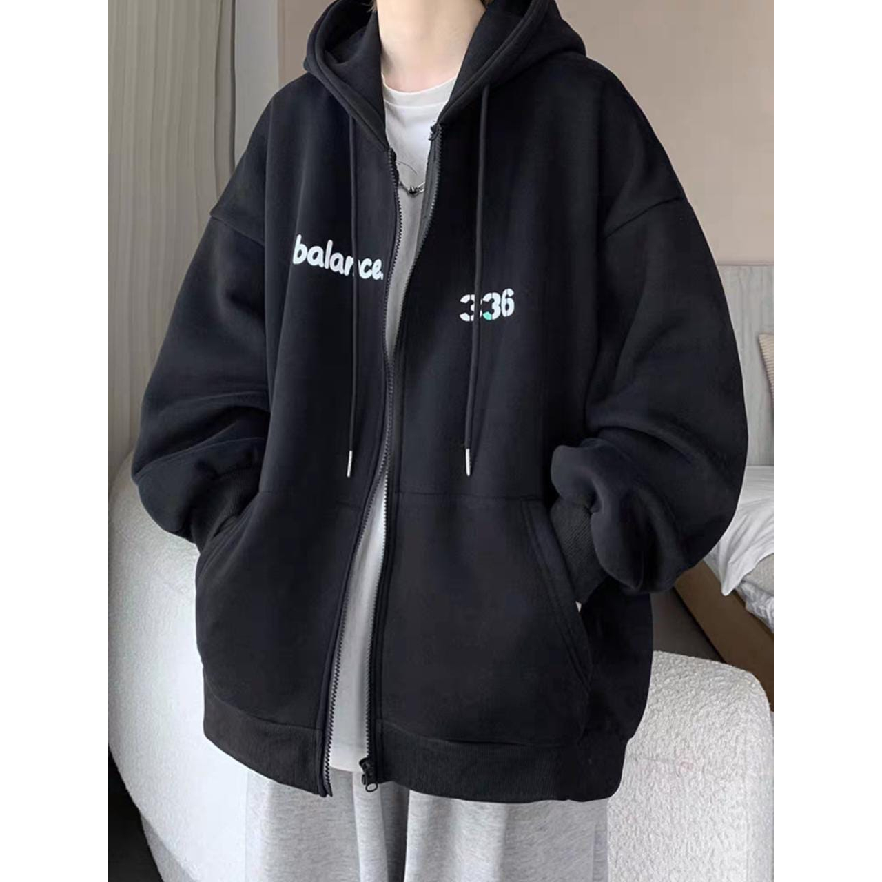 ( XXL ) BALANCE 336 ZIPPER HOODIE OVERSIZE OUTWEAR JAKET UNISEX (AKG)