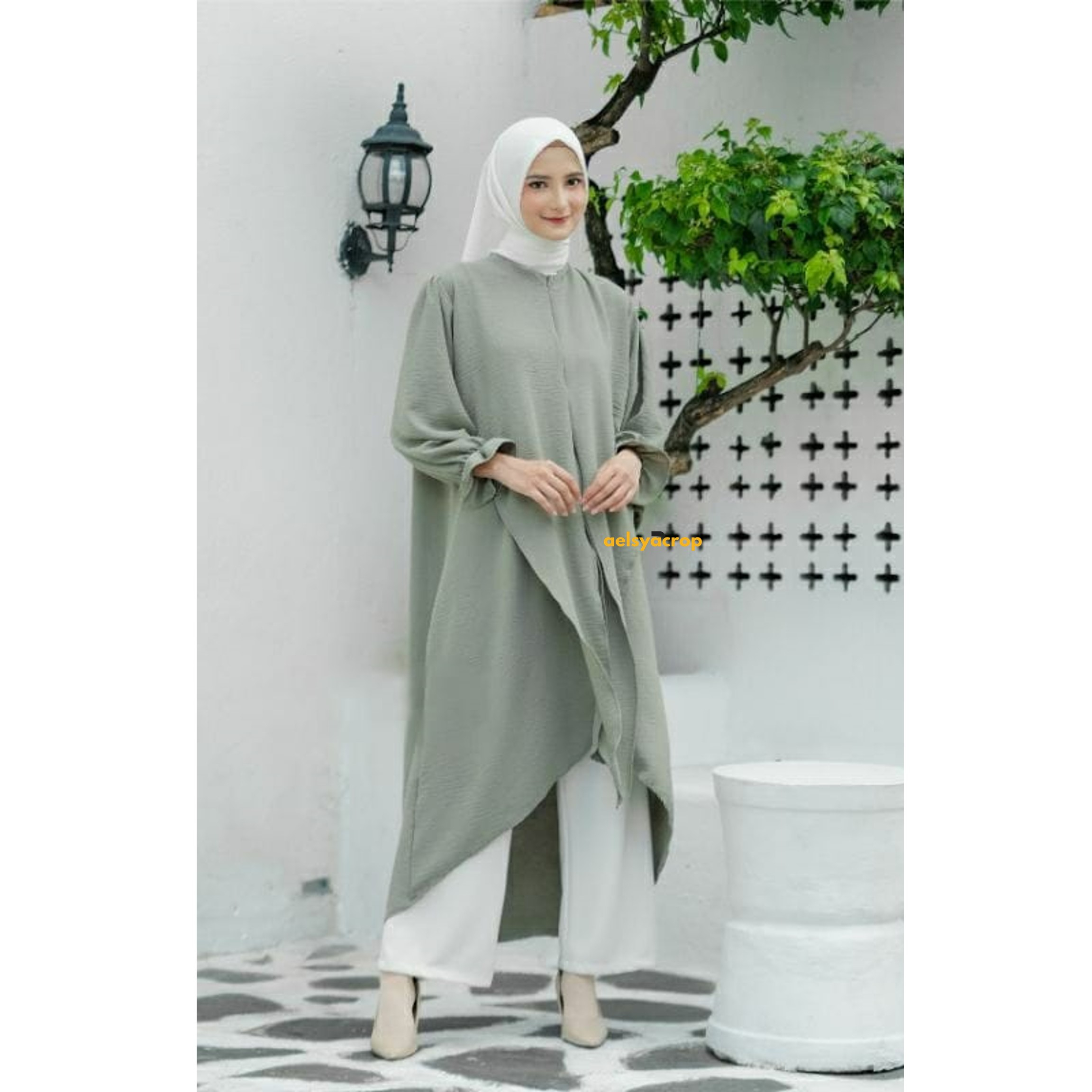 Long Tunik Elena Crinkle Airflow - Dress Tunik - Daster Kondangan - Gamis Midi Dress Terbaru