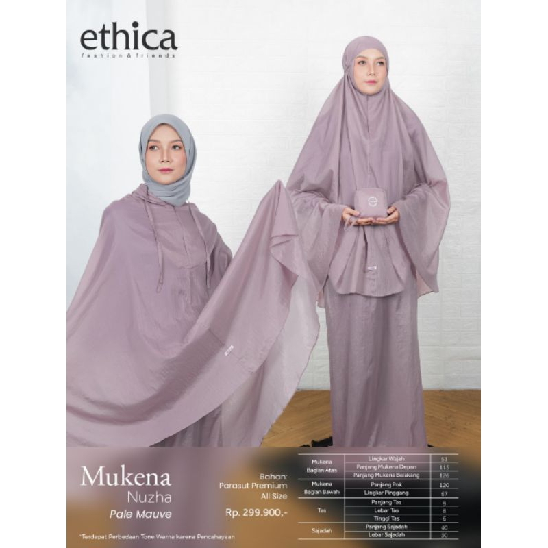 Ethica Mukena Nuzha (Black, Muted Clay, Lavender, Mocca, Navy, Olive Branch, Pale Mauve)