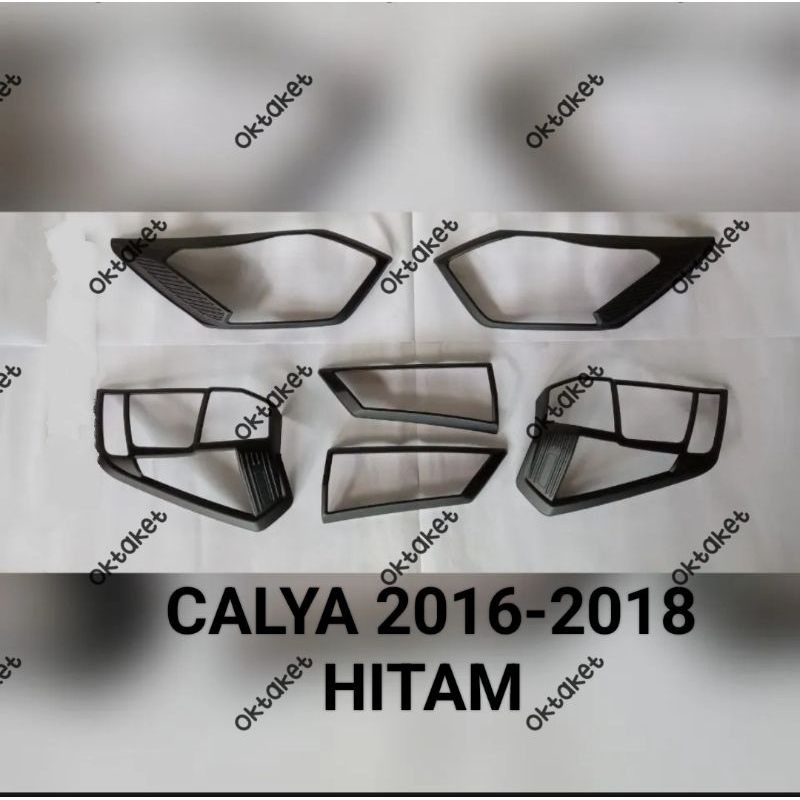 paket garnish lampu depan belakang Calya Sigra 2016 2017 2018 Hitam Chrome Carbontivo jsl